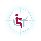 Workspace management icon showing desk organization and flexible office layout